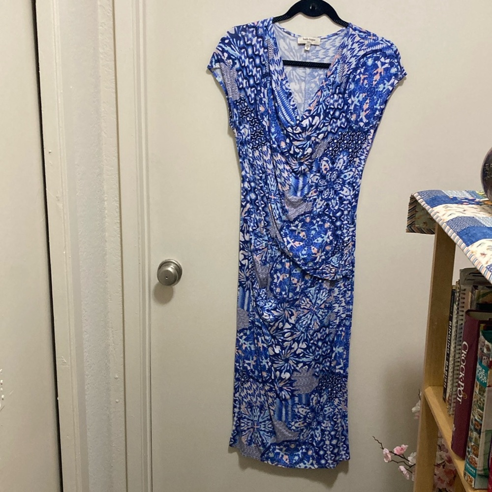 Haute Hippie size medium blue and white form fitting dress